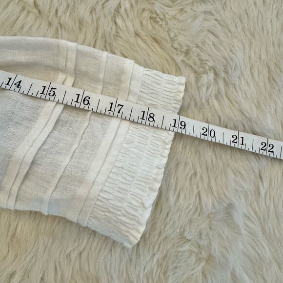 Diane Von Furstenberg Layla Button Up Linen Ruffle-Trim Top 6 - Picture 14 of 15